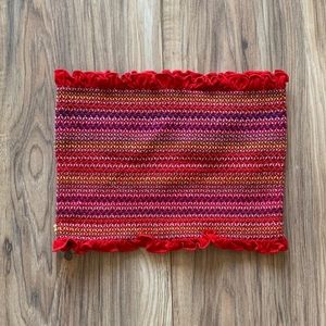 F21 RED MULTICOLOR TUBE TOP